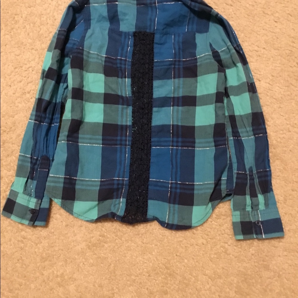 Crochet Back Plaid Girls Shirt - Picture 5 of 5
